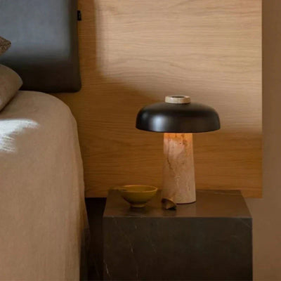 Natural Travertine Table Lamp – Minimalist Stone Lighting with Wabi-Sabi Charm