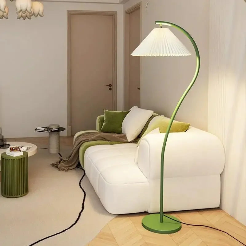 Modern LED Fabric Floor Lamp – Elegant Folded Design with Adjustable Light