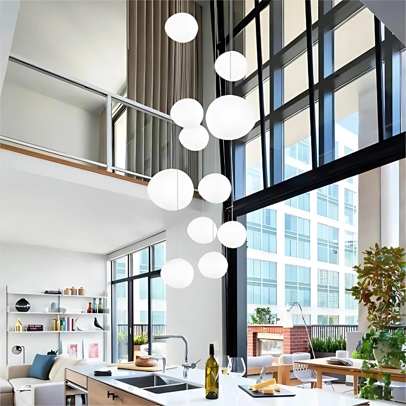 LumiPebble Pendant Light – Elegant Glass and Pebble Design, Modern and Sophisticated
