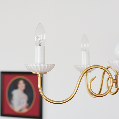 Cream Glass Chandelier – Retro-Inspired Brass Lighting for a Timeless Elegance
