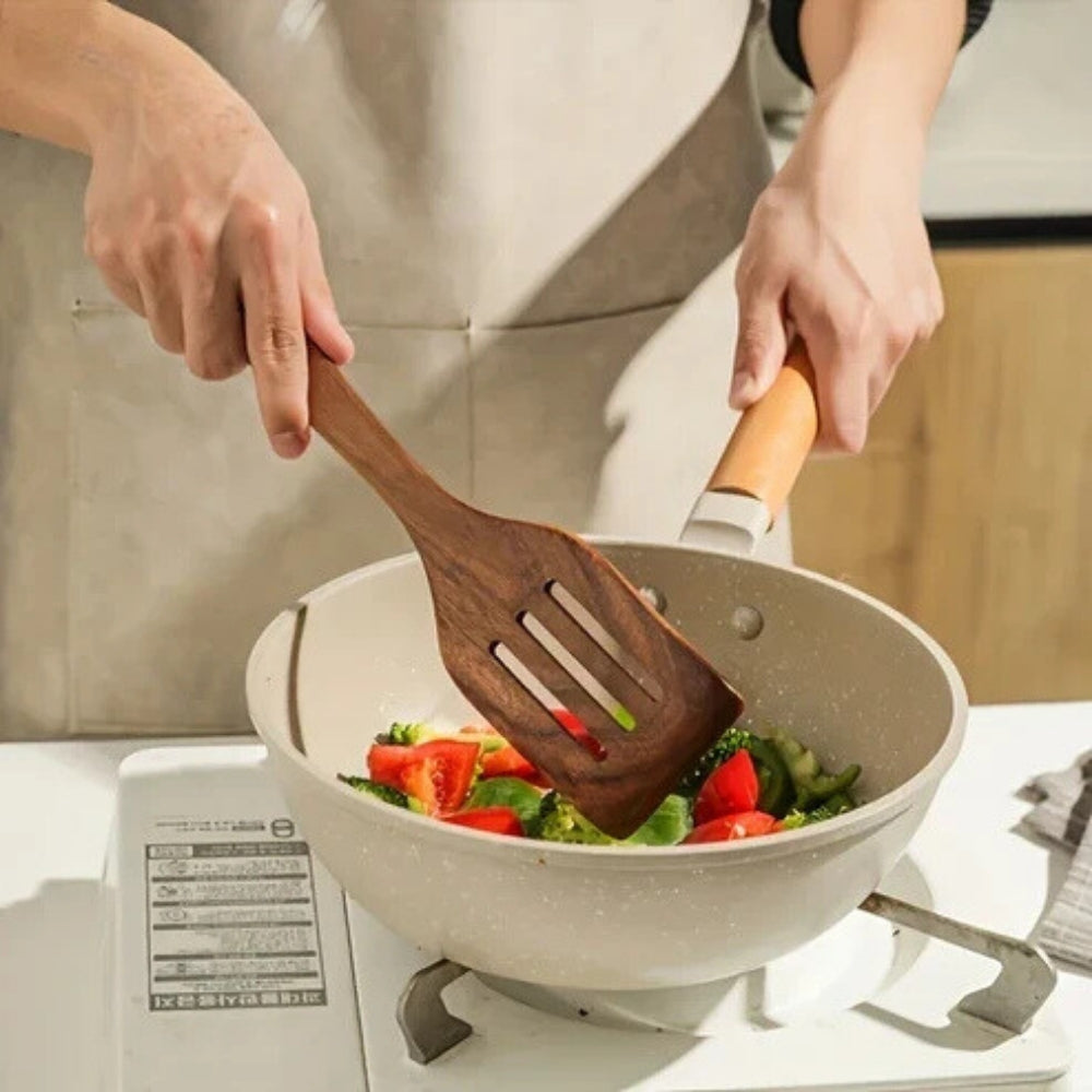 Premium Wooden Utensil Set – Durable, Eco-Friendly & Safe for Non-Stick Cookware