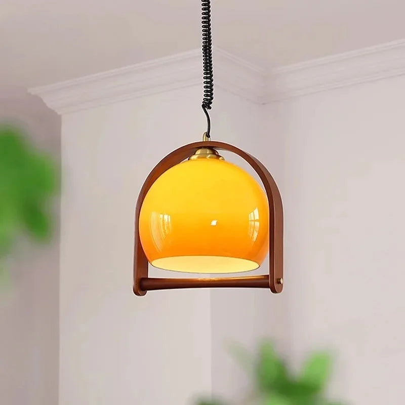Vintage Bauhaus Wood Pendant Light – Timeless Elegance with Warm Wooden Accents