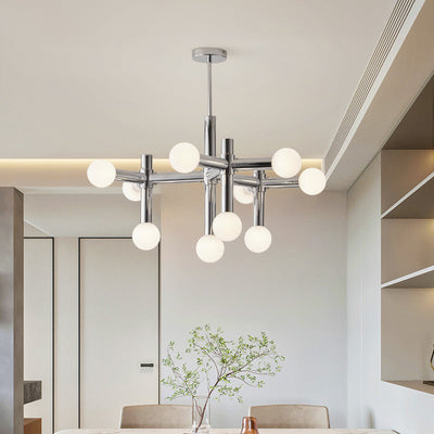 Scandinavian Glass Globe Chandelier – Minimalist Elegance with Bauhaus Inspiration