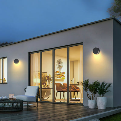 Modern Round Outdoor Wall Light – IP65 Waterproof Metal & Glass Design