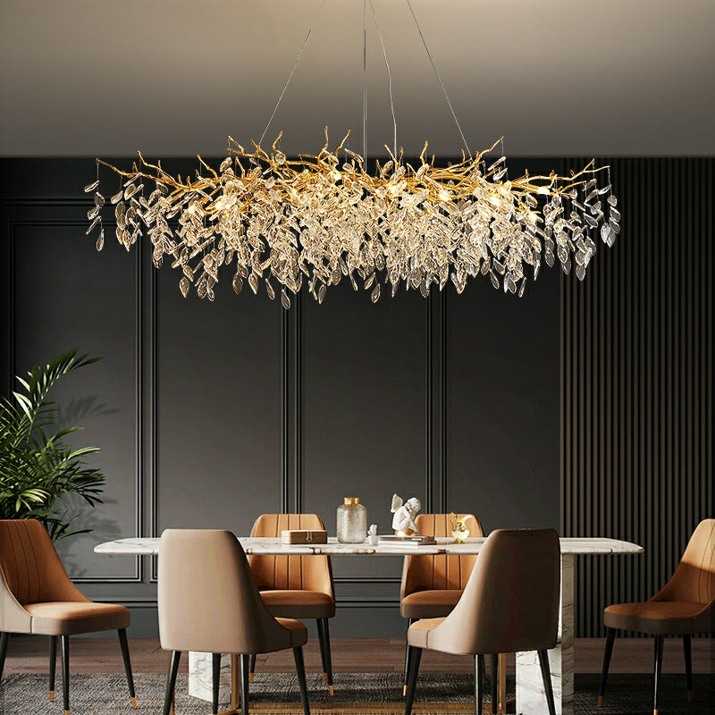 French Style Branch Crystal Chandelier – Luxury LED Pendant Light (G9, Adjustable Height)