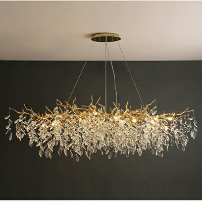 French Style Branch Crystal Chandelier – Luxury LED Pendant Light (G9, Adjustable Height)