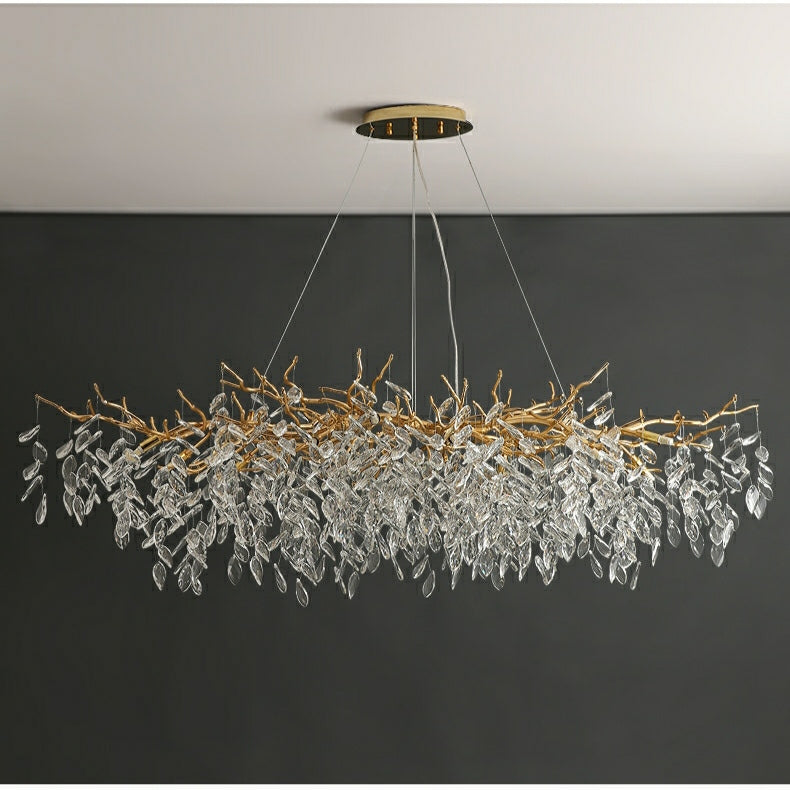 French Style Branch Crystal Chandelier – Luxury LED Pendant Light (G9, Adjustable Height)