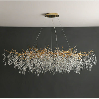 French Style Branch Crystal Chandelier – Luxury LED Pendant Light (G9, Adjustable Height)