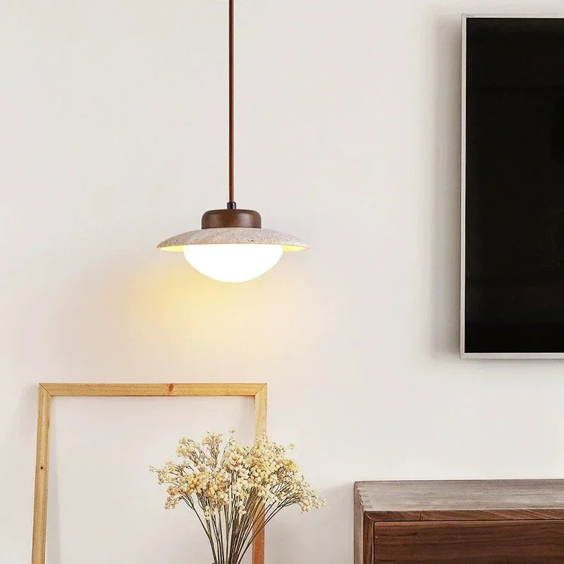 Vintage LED Chandelier – A Timeless Fusion of Stone & Wood