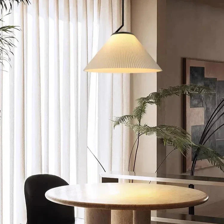 Nordic Pleated Cream Pendant Light – Soft Elegance for Modern Interiors