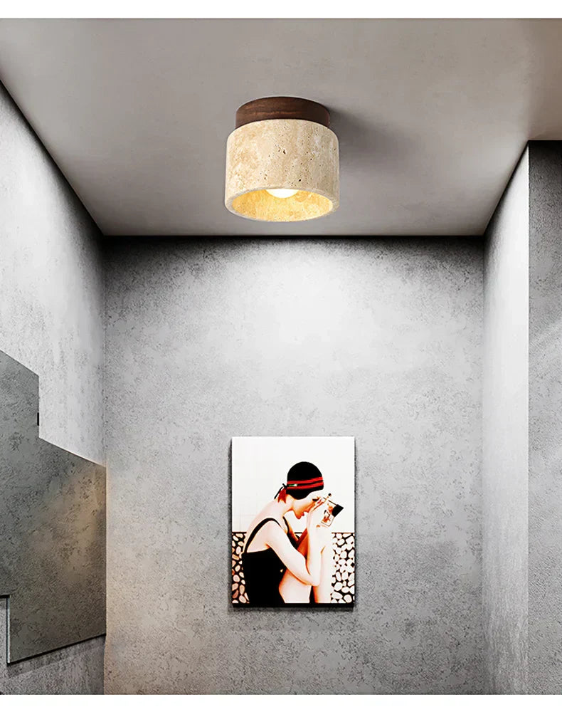 Japanese Cream Style Ceiling Lamp – Minimalist LED Light with Natural Elegance
