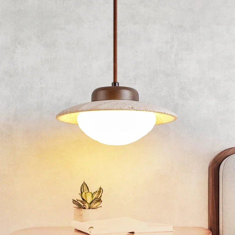 Vintage LED Chandelier – A Timeless Fusion of Stone & Wood