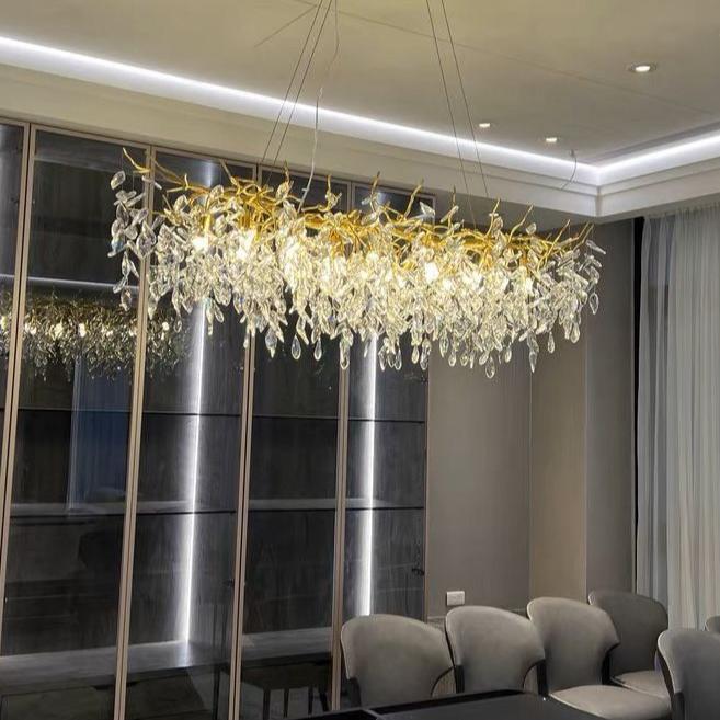 French Style Branch Crystal Chandelier – Luxury LED Pendant Light (G9, Adjustable Height)