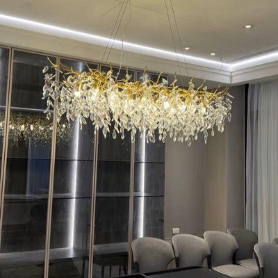 French Style Branch Crystal Chandelier – Luxury LED Pendant Light (G9, Adjustable Height)