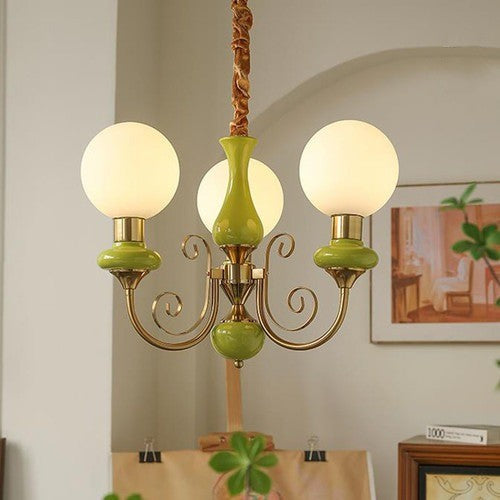 Onyx Chandelier – Elegant Green Glass Lighting for a Sophisticated Ambience