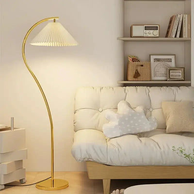 Modern LED Fabric Floor Lamp – Elegant Folded Design with Adjustable Light