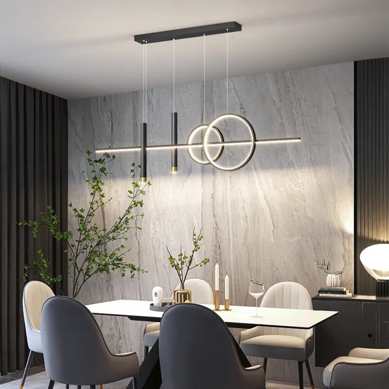 Modern LED Dining Table Ceiling Light – Adjustable Ring Design, Dimmable