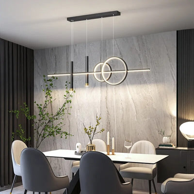 Modern LED Dining Table Ceiling Light – Adjustable Ring Design, Dimmable
