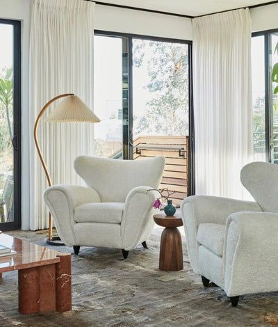 Caprani Floor Lamp – Scandinavian Design with Wood & Linen Shade