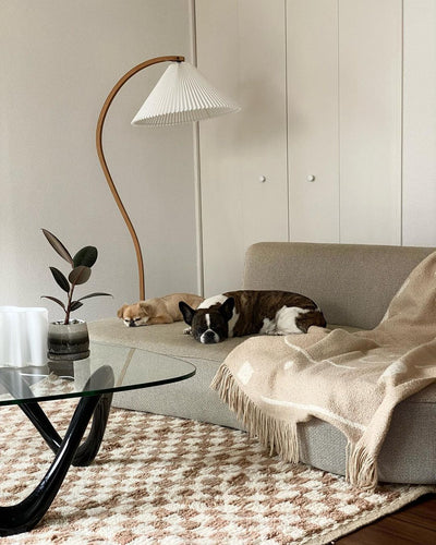 Caprani Floor Lamp – Scandinavian Design with Wood & Linen Shade