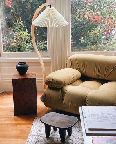 Caprani Floor Lamp – Scandinavian Design with Wood & Linen Shade