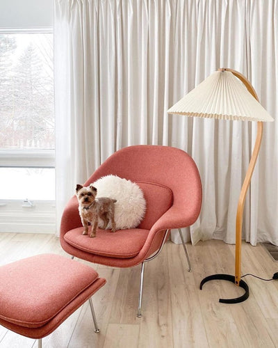 Caprani Floor Lamp – Scandinavian Design with Wood & Linen Shade