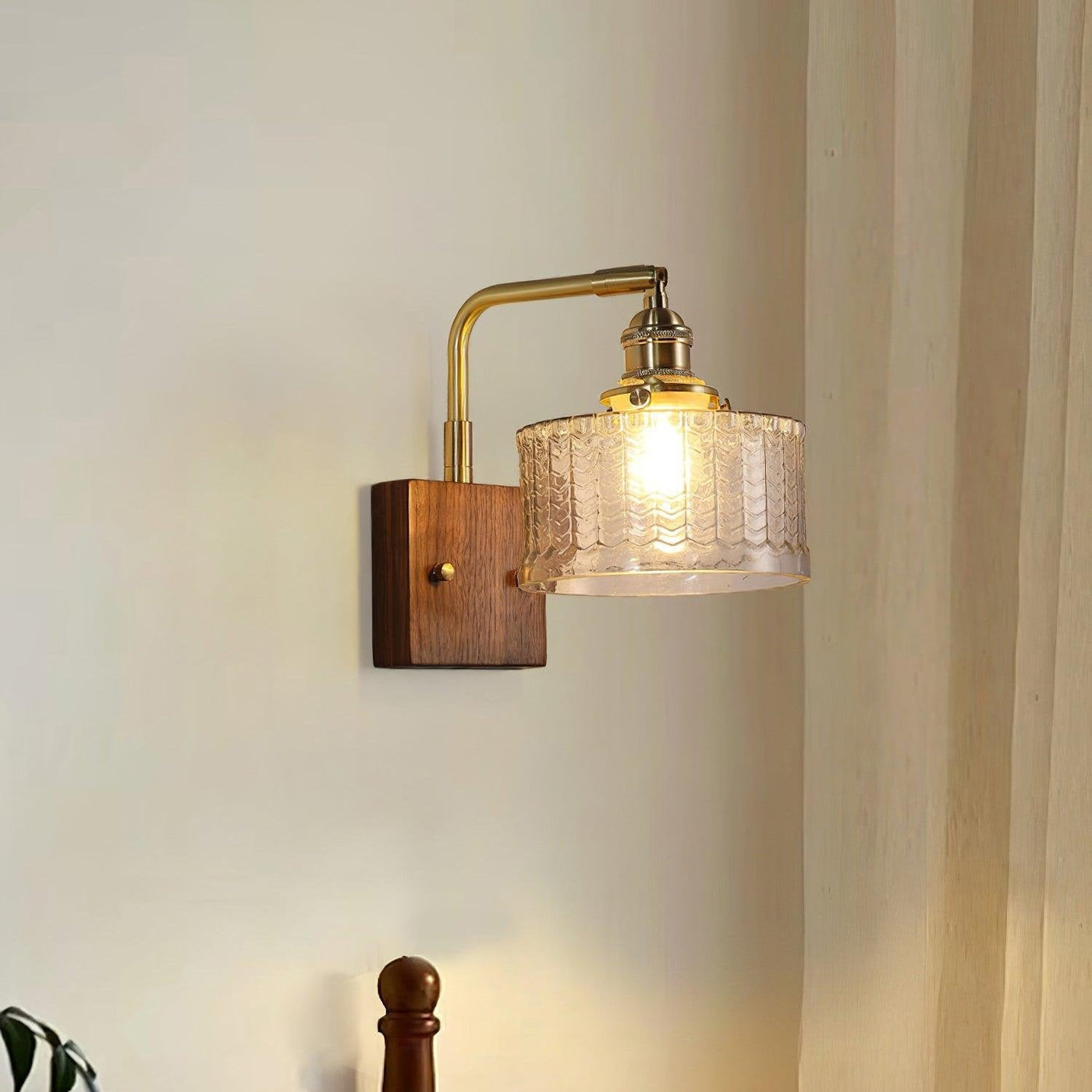 Camela Wall Light – Rustic Glass & Wood Wall Lamp with Vintage Charm