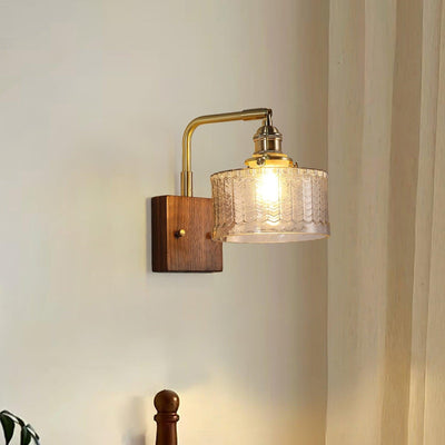 Camela Wall Light – Rustic Glass & Wood Wall Lamp with Vintage Charm