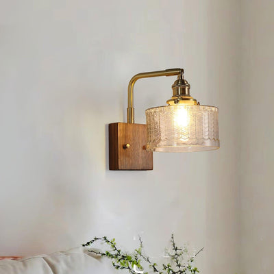 Camela Wall Light – Rustic Glass & Wood Wall Lamp with Vintage Charm