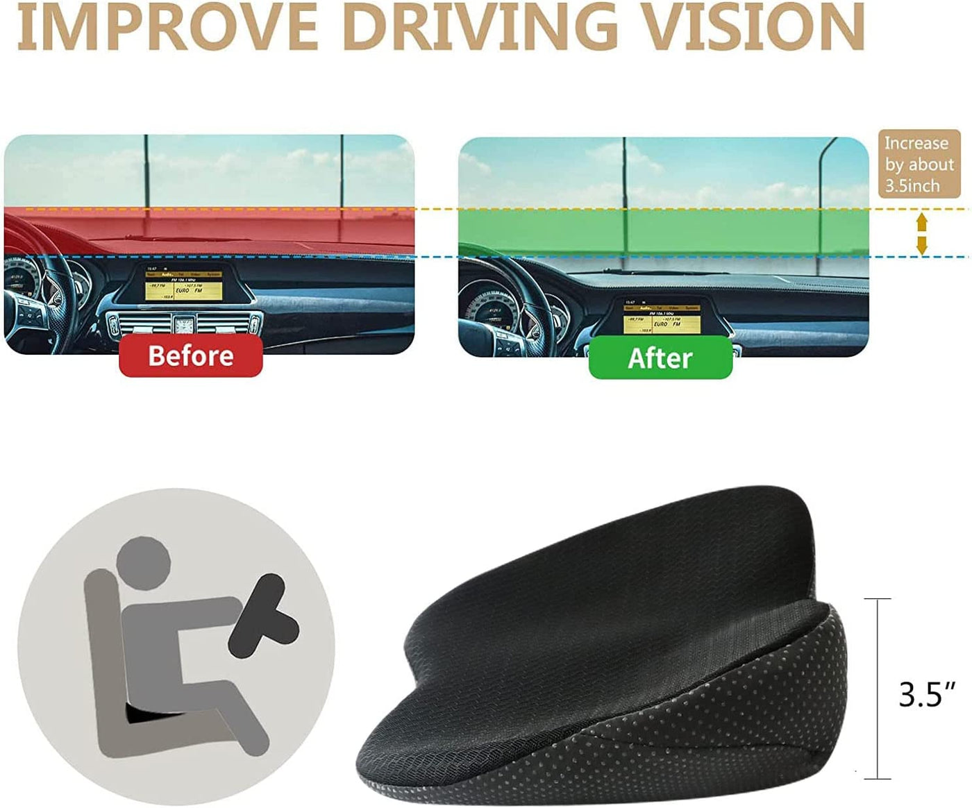 Ergonomic Car Seat Booster Cushion – Comfort and Height for Adults