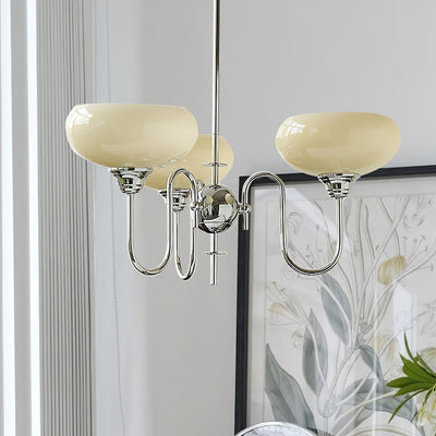 Elegant Cream Glass Chandelier – Timeless Luxury for Your Home