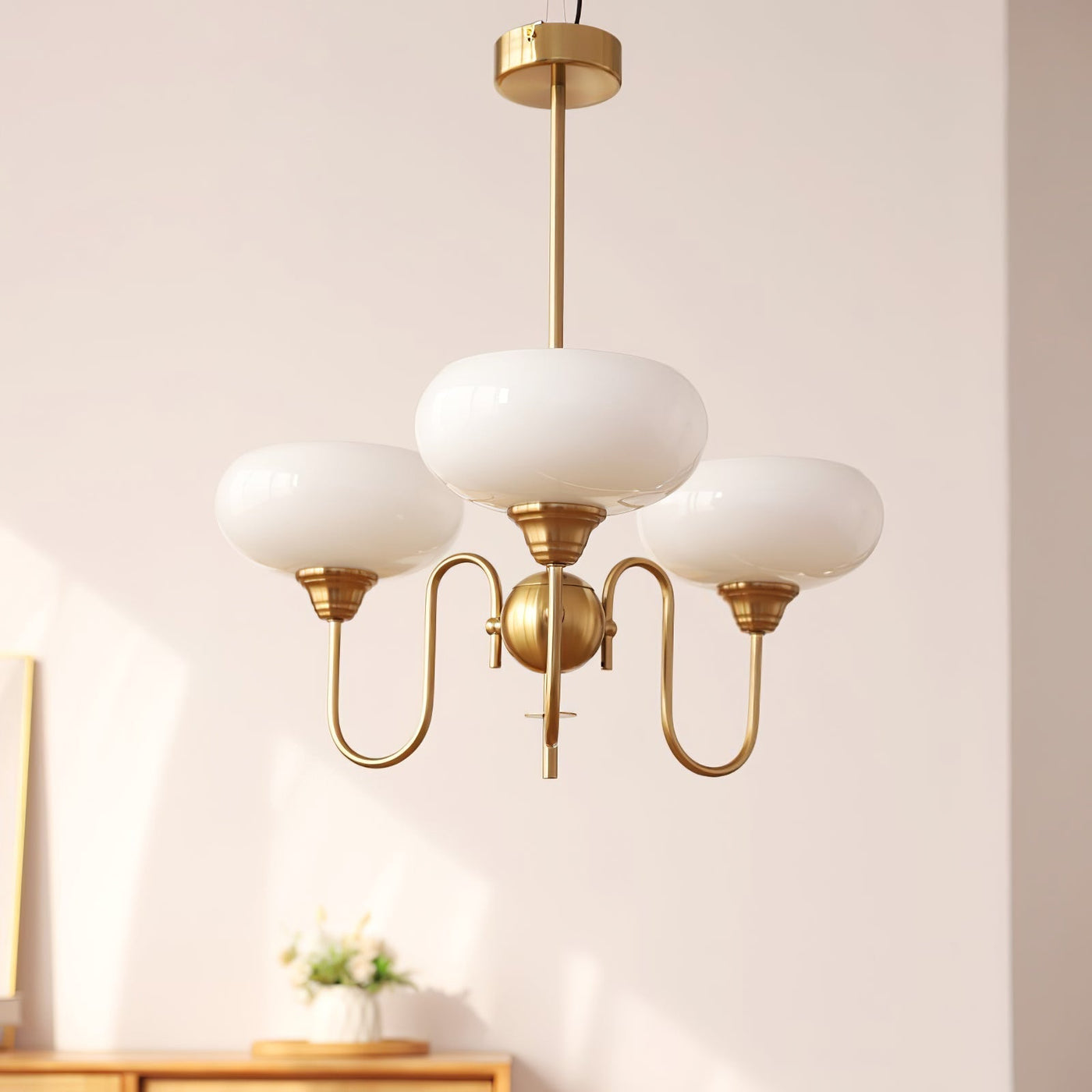 Elegant Cream Glass Chandelier – Timeless Luxury for Your Home