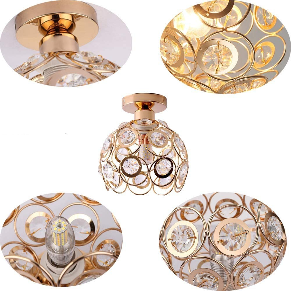 Fancy Gold Luxury Ceiling Light – Elegant Crystal Ball Flush Mount for Hallways & Entryways