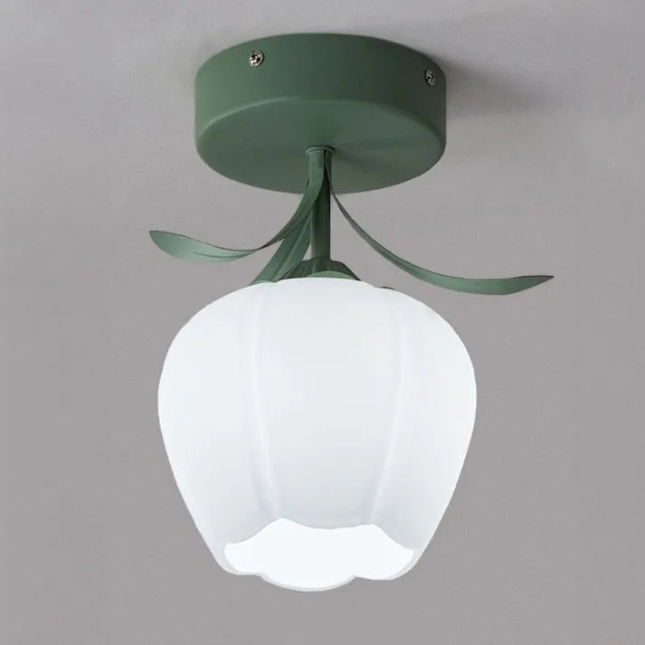 French Tiffany Mini Flower Ceiling Light – Vintage Stained Glass Flush Mount (E27)