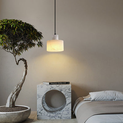 Scandinavian White Marble Pendant Light – Minimalist Elegance for Modern Interiors