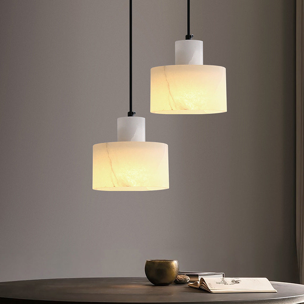Scandinavian White Marble Pendant Light – Minimalist Elegance for Modern Interiors
