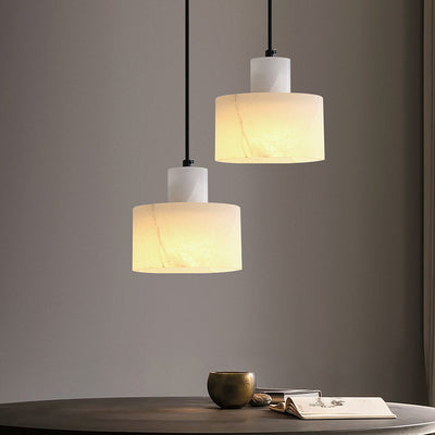 Scandinavian White Marble Pendant Light – Minimalist Elegance for Modern Interiors