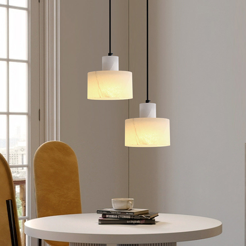 Scandinavian White Marble Pendant Light – Minimalist Elegance for Modern Interiors