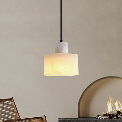 Scandinavian White Marble Pendant Light – Minimalist Elegance for Modern Interiors