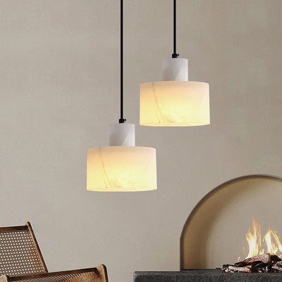 Scandinavian White Marble Pendant Light – Minimalist Elegance for Modern Interiors