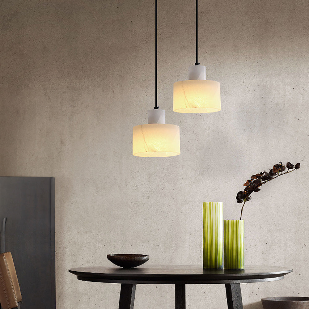 Scandinavian White Marble Pendant Light – Minimalist Elegance for Modern Interiors