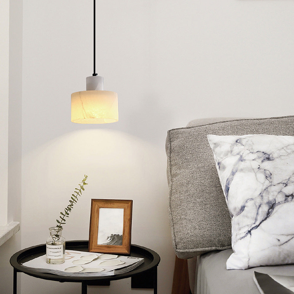 Scandinavian White Marble Pendant Light – Minimalist Elegance for Modern Interiors
