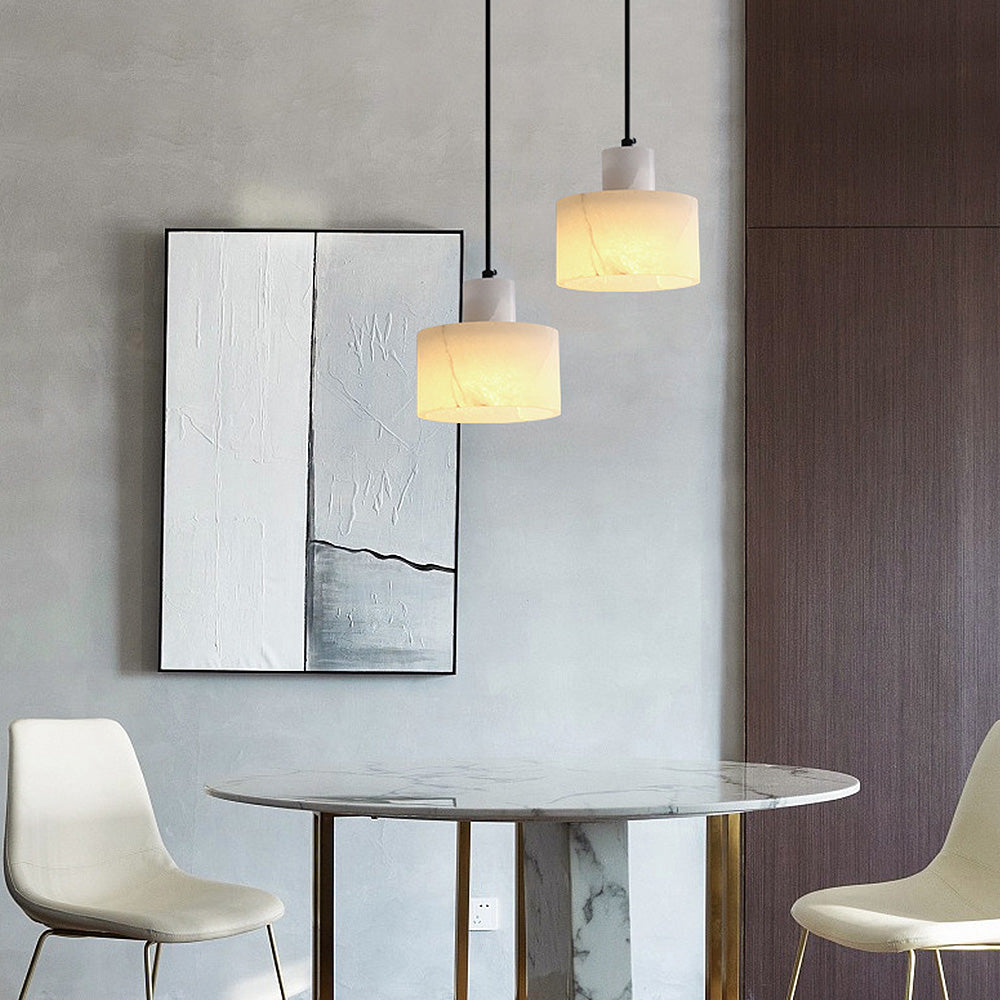 Scandinavian White Marble Pendant Light – Minimalist Elegance for Modern Interiors