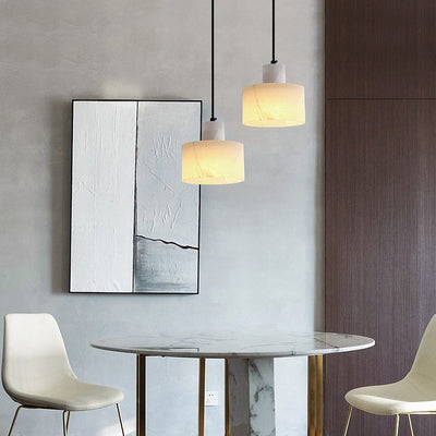Scandinavian White Marble Pendant Light – Minimalist Elegance for Modern Interiors