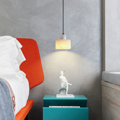 Scandinavian White Marble Pendant Light – Minimalist Elegance for Modern Interiors