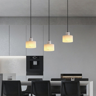 Scandinavian White Marble Pendant Light – Minimalist Elegance for Modern Interiors