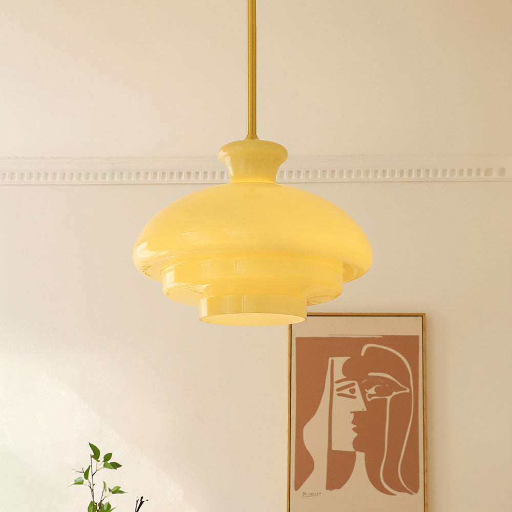 Bauhaus Cream Yellow Glass Pendant Light – A Perfect Balance of Vintage & Modern Design
