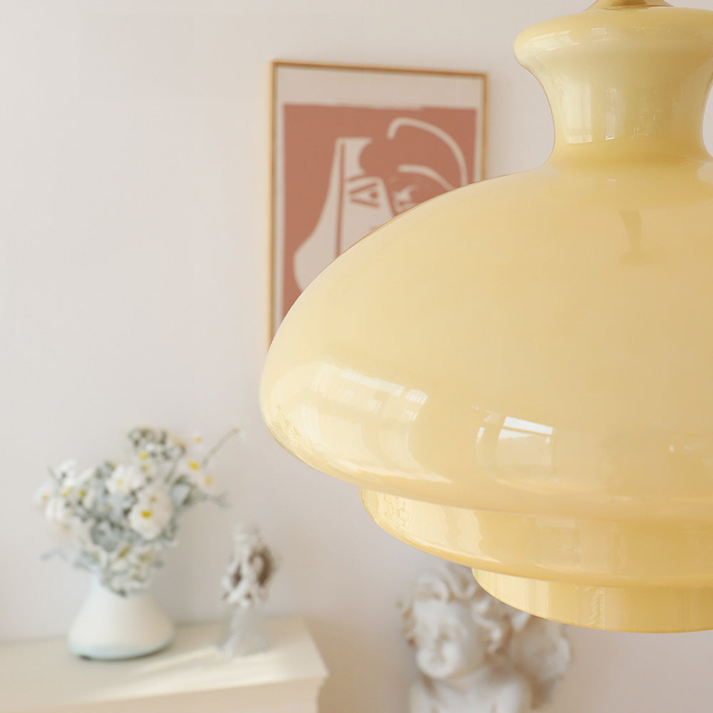 Bauhaus Cream Yellow Glass Pendant Light – A Perfect Balance of Vintage & Modern Design