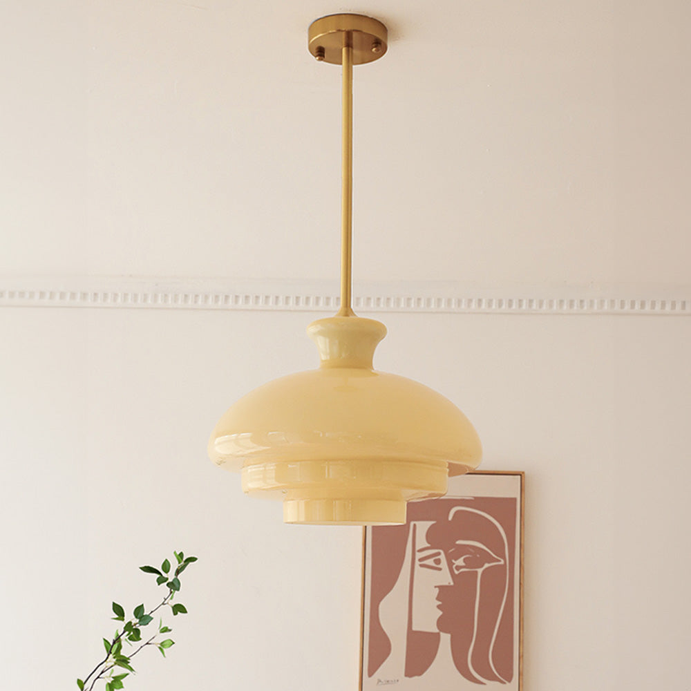 Bauhaus Cream Yellow Glass Pendant Light – A Perfect Balance of Vintage & Modern Design