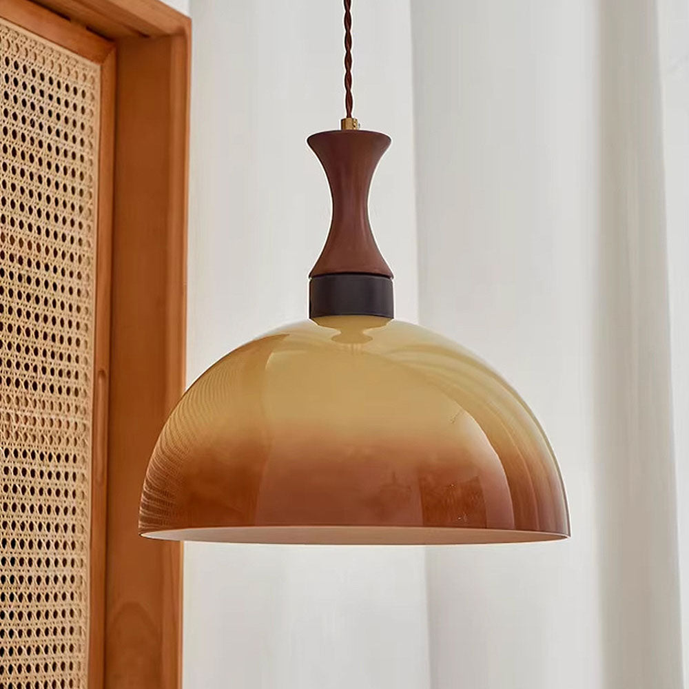 Retro Amber Glass Farmhouse Pendant Light – Vintage Charm with Rustic Elegance